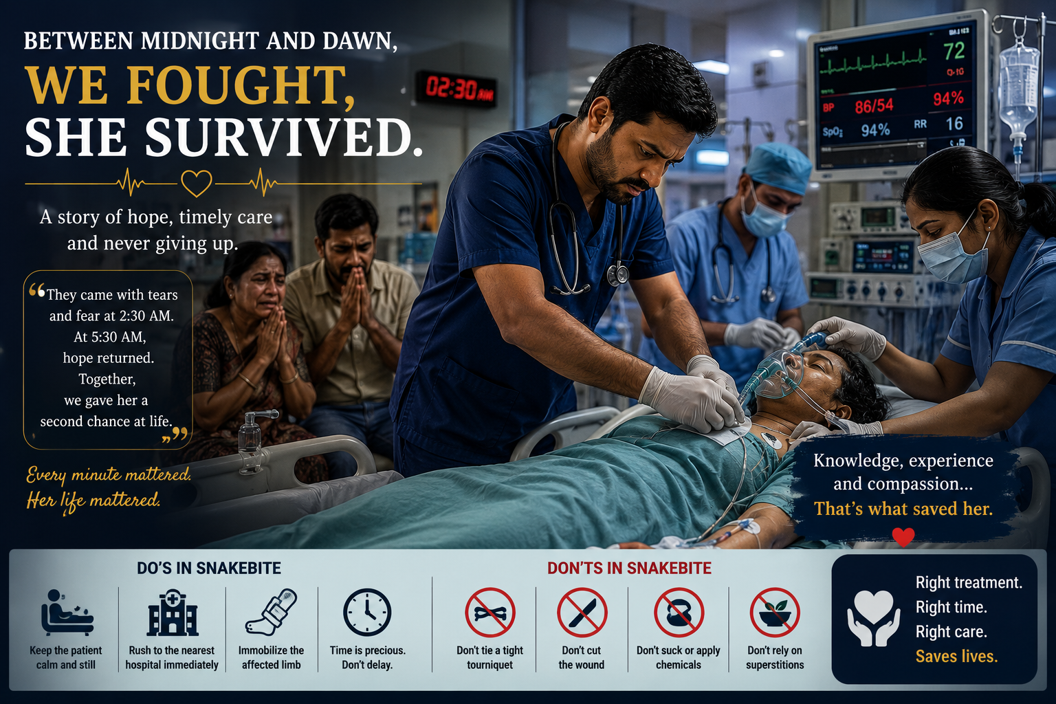 Between Midnight and Dawn: The Night We Refused to Give Up  A true-to-life story of a snakebite, a desperate family, and the precious hours that made the differ